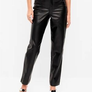 Old Navy Black Faux Leather Straight Leg Pants